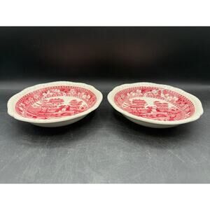 Set of 2 Spode Copeland Pink Tower Salad Bowls 6.5"- English Porcelain